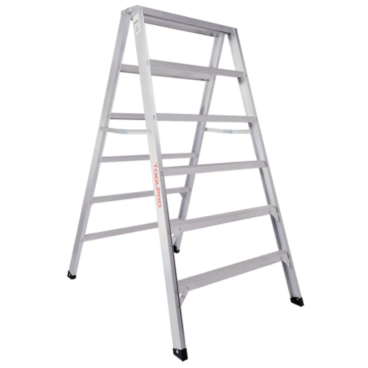 ToolPro 6 ft. Aluminum Flat-Top Sawhorse Ladder - Heavy-Duty Construction Ladder with Non-Slip Feet & Secure Legs for DIY Projects
