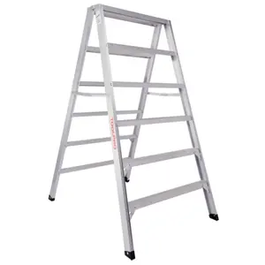ToolPro 6 ft. Aluminum Flat-Top Sawhorse Ladder - Heavy-Duty Construction Ladder with Non-Slip Feet & Secure Legs for DIY Projects