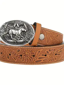Western Cowboy Animal Skin Belt, Multifunctional Leather Waistband, Self-Defense Security Strap, Stylish & Durable Design, Adjustable Belts, Fashion Belts, Western Concho Belts