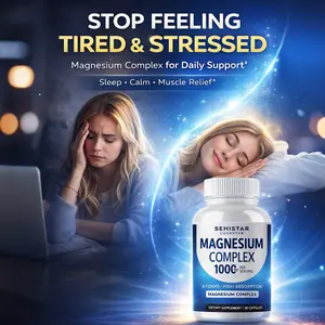 SEHISTAR Edible Magnesium Complex Capsules, 8-in-1 Formula with Magnesium Glycinate, Malate, Taurate, Citrate, 1000mg Per Serving, 90 Count