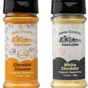 Amish Country Popcorn | Seasoning Variety Pack | Cheddar Cheese - 4.7 oz and White Cheddar Cheese - 3.8 oz Popcorn Seasoning | Old Fashioned, Non-GMO and Gluten Free