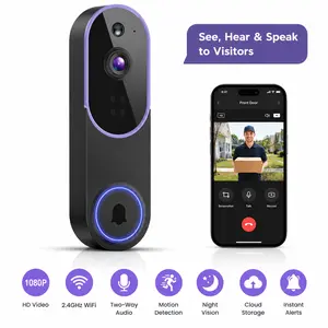 Wireless 1080P Doorbell Camera for Home Security, with AI Human Detection, Night Vision, Instant Alert, 2-Way Audio, 2.4G WiFi, Cloud Storage, Rechargeable Battery, Easy Installation, MicroSD Card Support