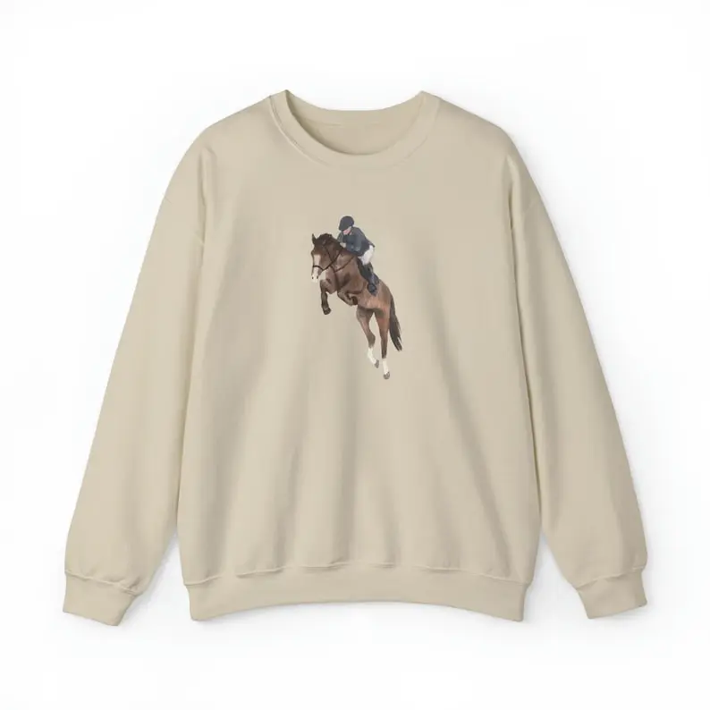 Equestrian Pullover, Hunter Jumper Top, Riding Tee, Horse, Gifts for Equestrians, Jumping Show, Horse Enthusiast Shirt