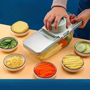 Stainless Steel Multifunctional Vegetable Slicer and Eraser Set, Replaceable Blades, Manual Kitchen Tool Kit, Suitable for Potatoes Carrots Cucumbers, Vegetable Cutter, Kitchen Gadgets