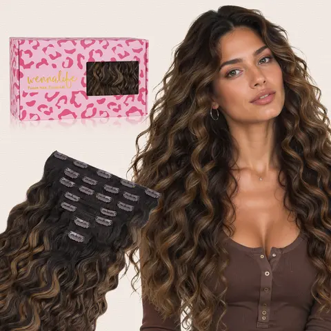 WENNALIFE Elf Curl Clip in Hair Extensions, Real Human Hair, 7pcs 120g-150g 16-26 Inch Curly Hair Extensions with Defined & Bouncy Curls, Effortless Summer Hairstyles #sohochic #TikTokShopFallDealsForYou