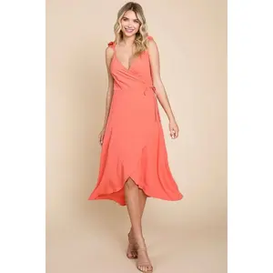 Culture Code Ruffle Detail Surplice Wrap Slip Dress Casual Comfort