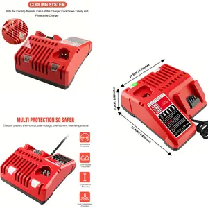 Milwaukee M12/M18 Lithium-Ion Battery Charger with Integrated Fuel Gauge 12V/18V Dual Voltage Portable Charger for 48-59 Tools Lightweight Design Reliable Power Supply