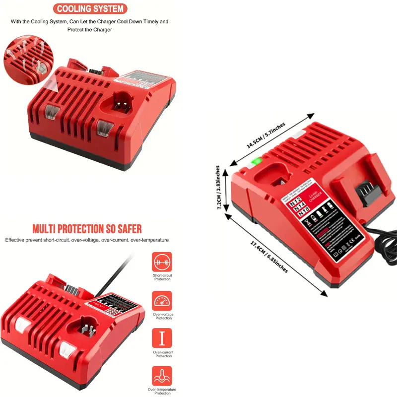Milwaukee M12-M18 Lithium-Ion Portable Charger - Lithium Battery Powered 12V/18V Dual Voltage Workshop Equipment with Integrated Fuel Gauge for 48-59 Tools, Lightweight Reliable Power Supply (Batteries Packed Separately)