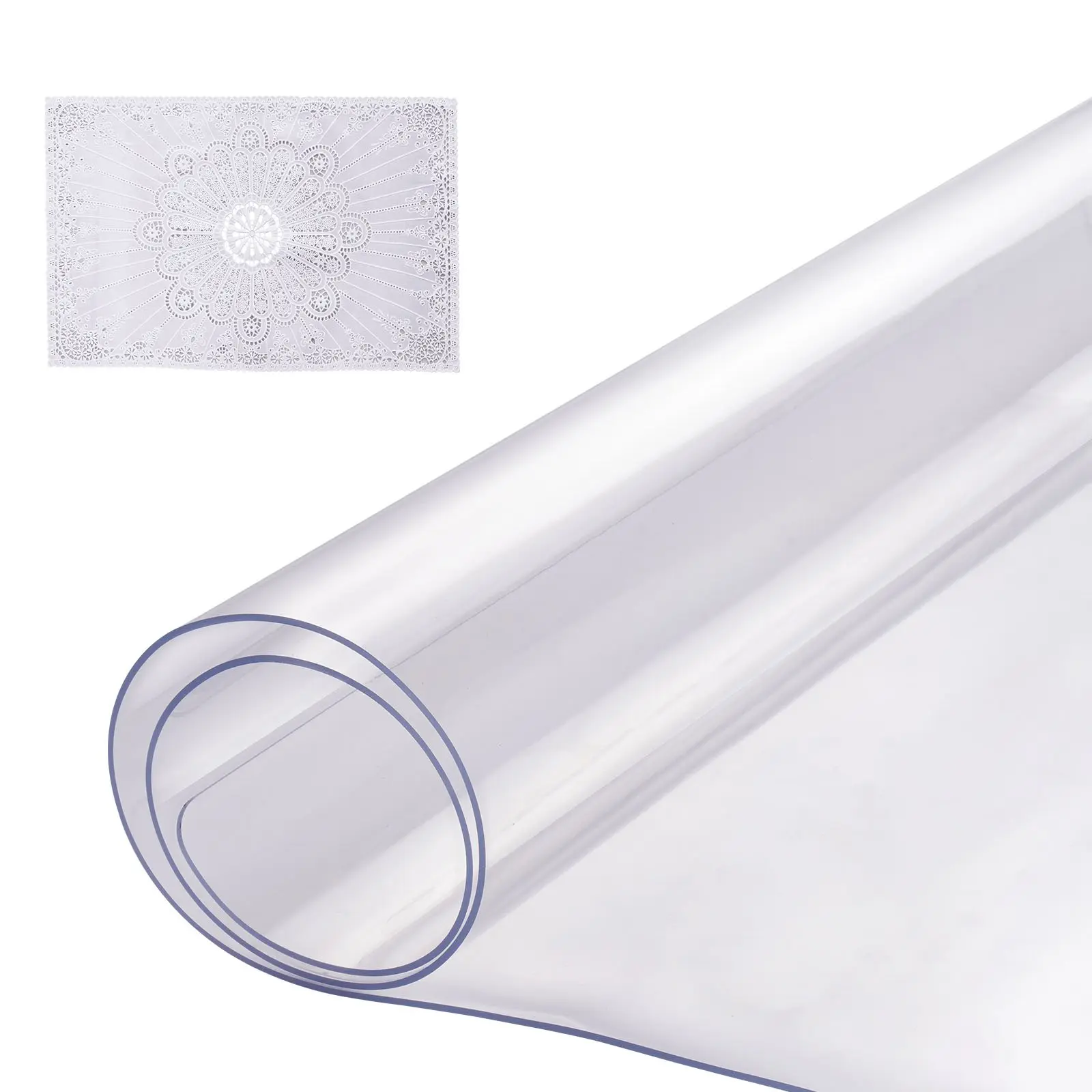 【DealsForYouDays】VEVOR Plastic Table Cover, 16x 32 Inch 1.5 mm Thick Clear Table Protector, Rectangle PVC Desk Mat, Waterproof Easy Cleaning Desk Pad Tablecloth, for Office Dresser Dining Room Table Night Stand