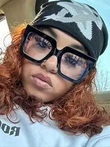 Women's Square Oversized Frame Glasses, Metal Hinge, Anti-Blue Light, Casual Fashion Eyewear for Office & Photography Use, Stylish Square Frames