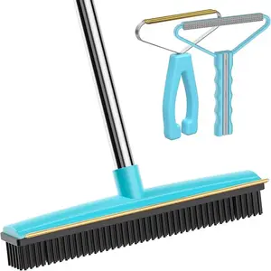 60" Long Handle Pet Hair Removal Tool with Metal Fabric Edge Design, Heavy Duty Carpet Broom for Rugs, Mats, Couch, Stairs, Reusable Lint Brush with Durable Construction (3 Pack) enamel repair long haired pet release button brush  that  shed