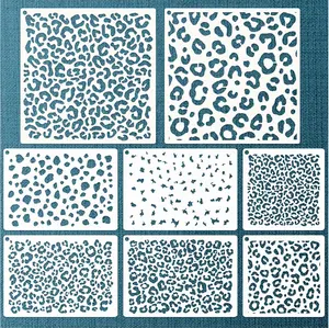 Large  Leopard Print Stencils - 8 Leopard Designs for Painting,  , DIY Art, Craft, Fabric, Shirt, Canvas, Furniture