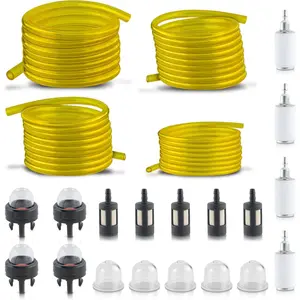 4 Size 4-Feet-Long Fuel Line Gas Hose Tube for Small Engine for with Snap in Primer Bulb, Fuel Fit for for String Trimmer Blower