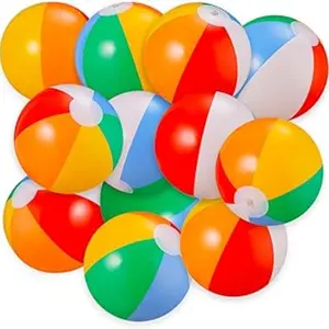 12counts Inflatable Balloons PVC Beach Balls Water Toys, Adult Water Sports Equipment, Bright Sparkle Design, Perfect for Summer Fun