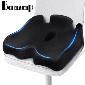 Benazcap Memory Foam Seat Cushion for Office Workers Firm Coccyx Pad for Car Wheelchair Gaming & Desk Chairs Gift for Sedentary Lifestyles
