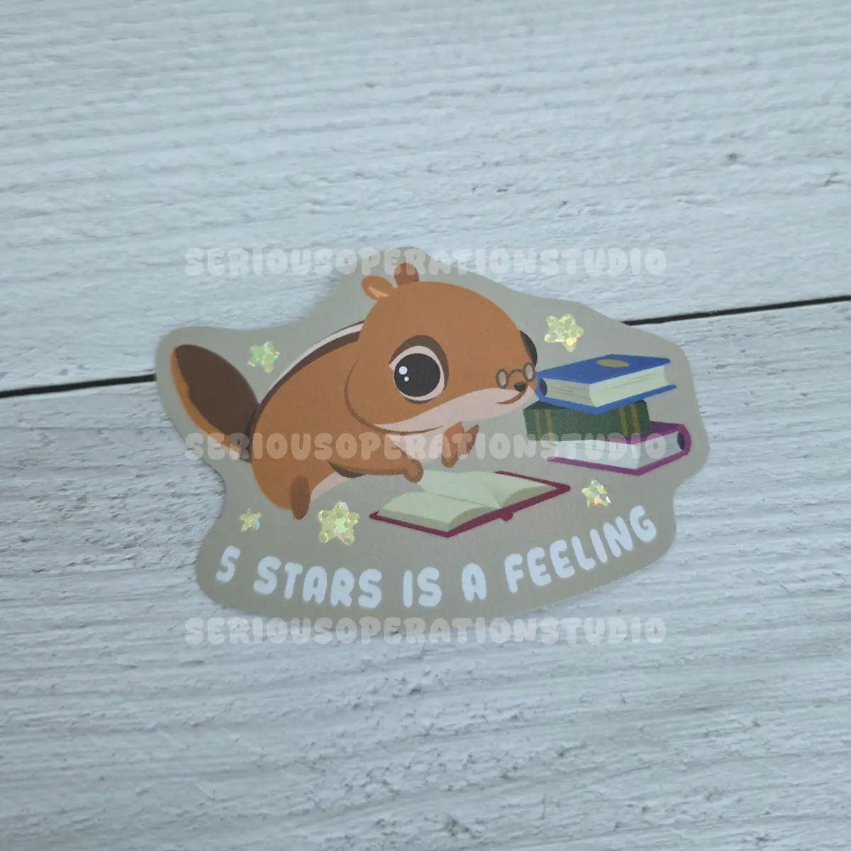 5 Stars Is A Feeling Glitter Holo Waterproof Vinyl Sticker
