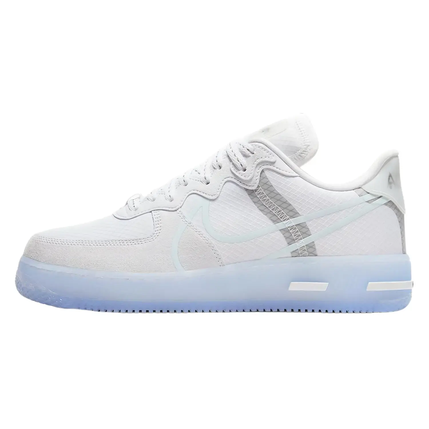 Nike Air Force 1 React QS 'White Ice' Men's Sneaker, Performance Footwear with Enhanced React Cushioning, Smooth Responsiveness, All-Day Comfort and Lightweight Construction, All-Day Wear, Iconic Look, Athletic, Solid, Clean White Upper