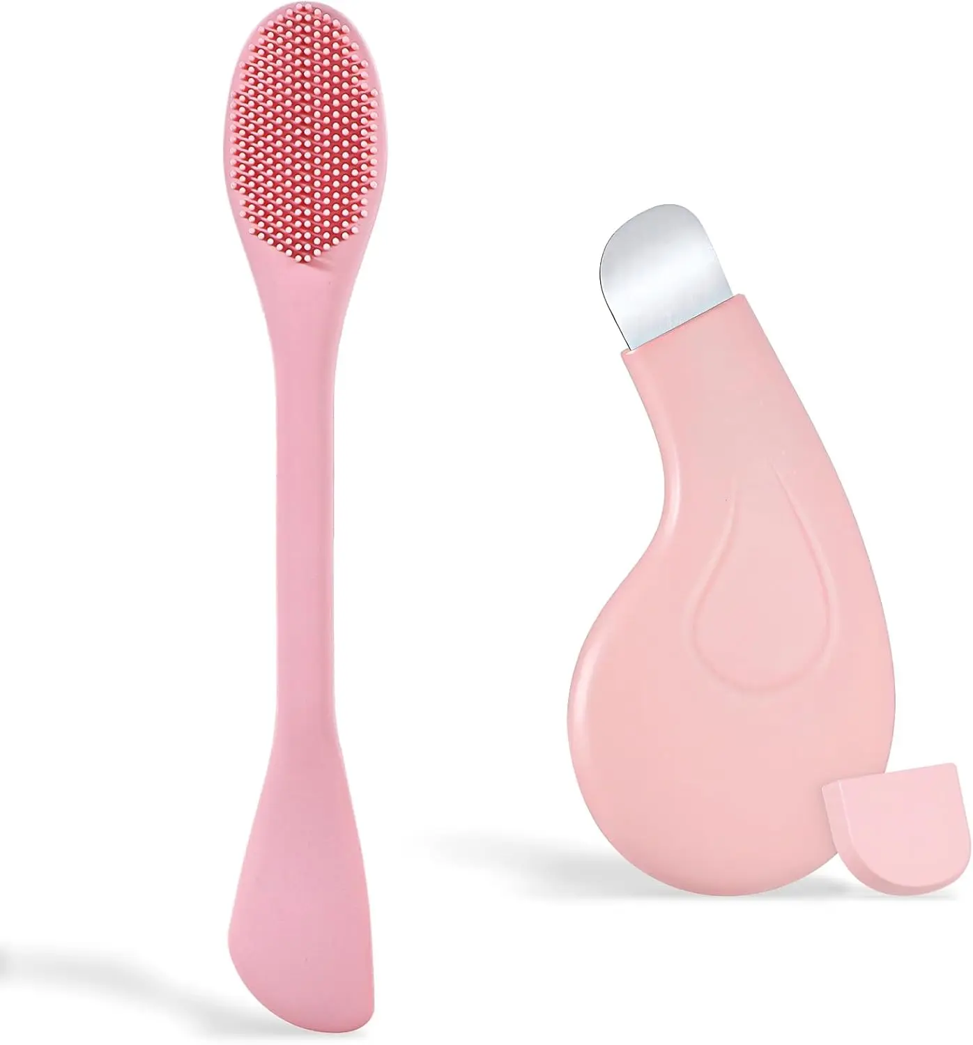 Blackhead Remover Tool, 2 in 1 Pore Cleaner Brush & Face Scrubber for Nose Acne, Skin Care Scraper & Mask Applicator Spatula for Men Women Deep Cleansing Facial (Blue)