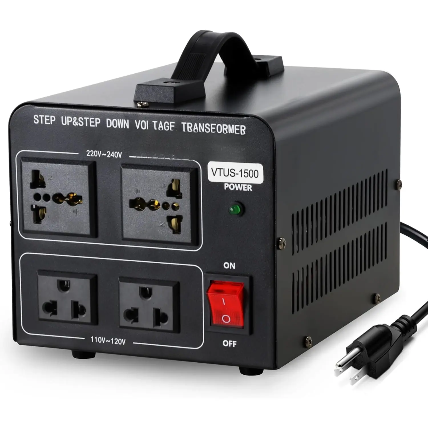 1500W Step Up & Step Down  Transformer Converter 110V to 220V or 220V/230V/240V to 110V/120V Power Converter w/ Power Cord,Circuit Breaker Protection