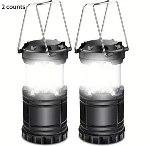 Portable Foldable Camping Light, 2 Counts Battery Powered Camping Light, Outdoor Emergency Light, Outdoor Camping Lighting