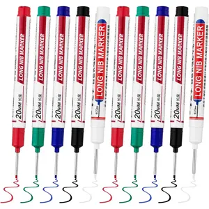 10 PCS Long Head Deep Hole Marker Pens,20mm Long Nib Marker, Longs Nose Markers, Waterproof Construction Markers Marking Tool,Permanent Markers Carpenter Ink marker Pens,Metal marking Pens