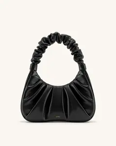 Gabbi Ruched Hobo Handbag - Black