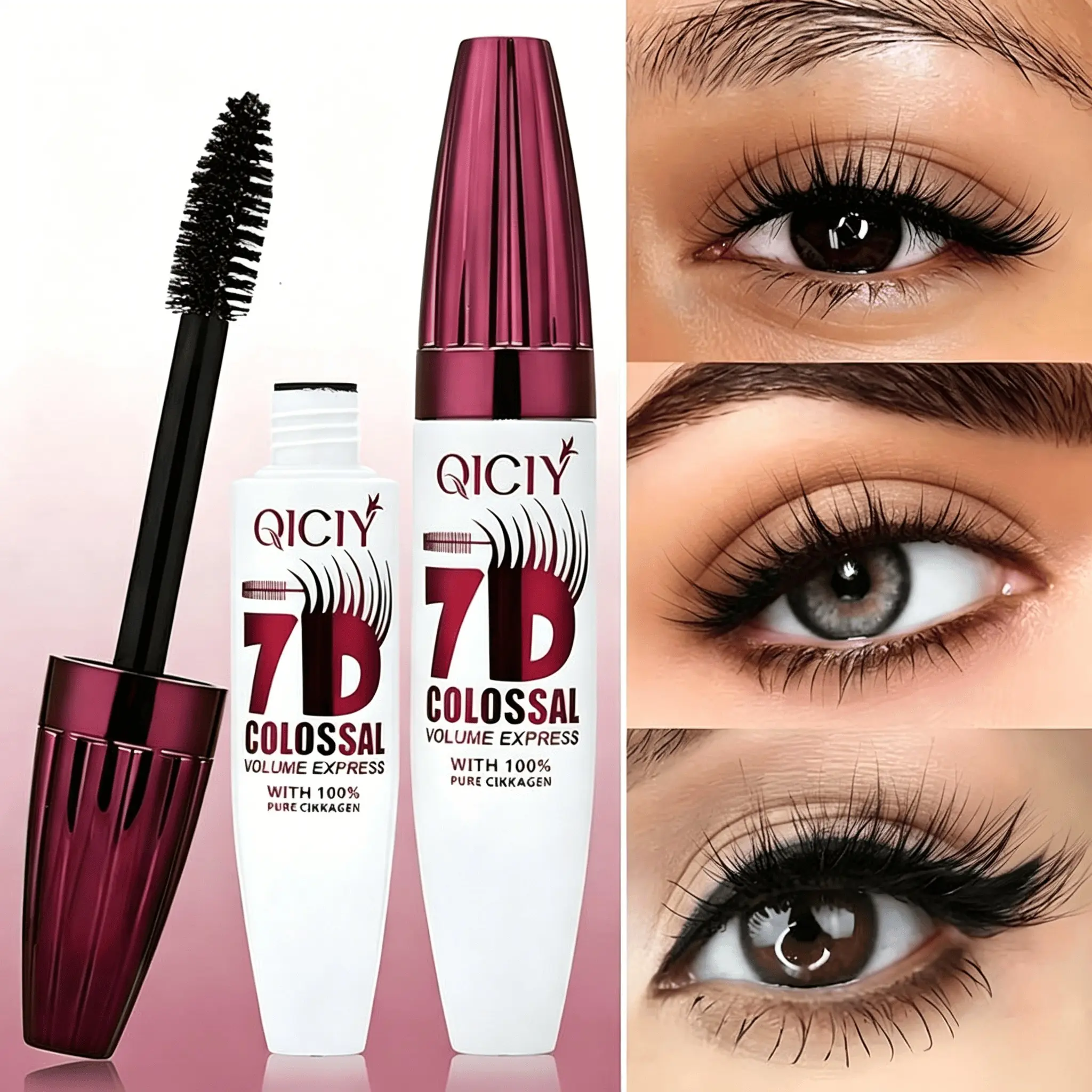 7D Waterproof Volume Mascara, Voluminous Lengthening Mascara, Long Lasting Natural Curling Lashes Mascara for Professional Eye Makeup, Made for Women and Girls