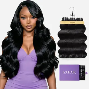 IVA 16A Body Wave Bundles 100% Unprocessed Human Hair Weft Hair Extensions Sew in / Quick Weave Raw Hair Bundles Natural Color 16''-30" #SummerVibes