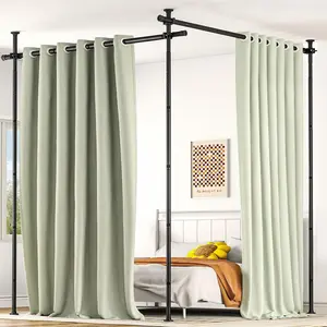 Room Divider, No Drilling Curtain Tension Rods Wall Divider for Room Separation, 4-10ft(H) 30-147"(W) Adjustable, Heavy Duty Floor to Ceiling Space Separator  Dividers for Rooms, Black