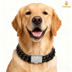 pet necklace Personalized Dog Cuban Link Chain Collar–Stainless Steel Dog Necklace with A–Z Letter Charm, Luxury Pet Jewelry & Accessories with Secure Buckle 16/18/20/22/24/26inch bows crystal collar jewelry accessory kitten puppy