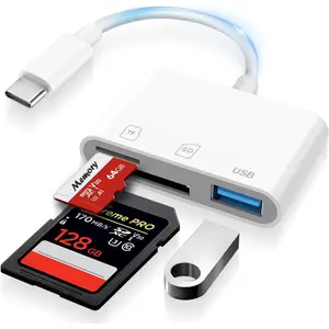 USB C SD Card Reader for  15-17, USB C to  SD Memory Card Adapter for iPad/ Pro/Air, USBC/Type C Camera Card Reader with USB A Port for  16 and More Android USBC Devices