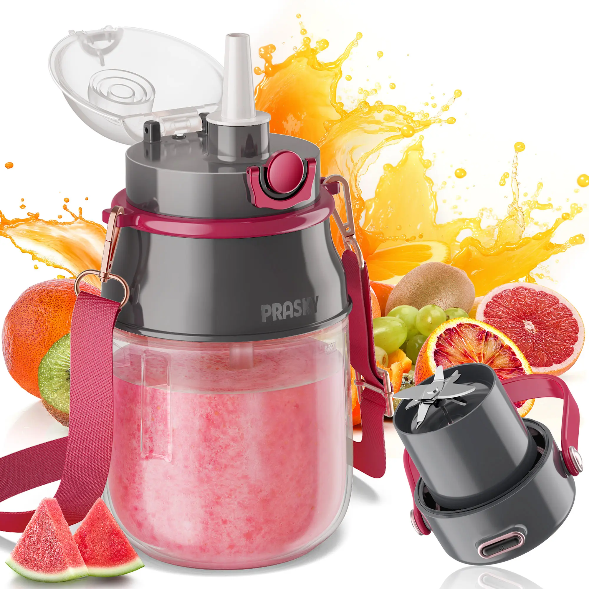 【2026 newly upgraded】Prasky Portable Blender 27oz - Personal Smoothie blender  USB-C Charging (Power Bank/Computer Compatible), BPA-Free, Dishwasher Safe for Gym, Travel & Kitchen，food，juice,summerwins