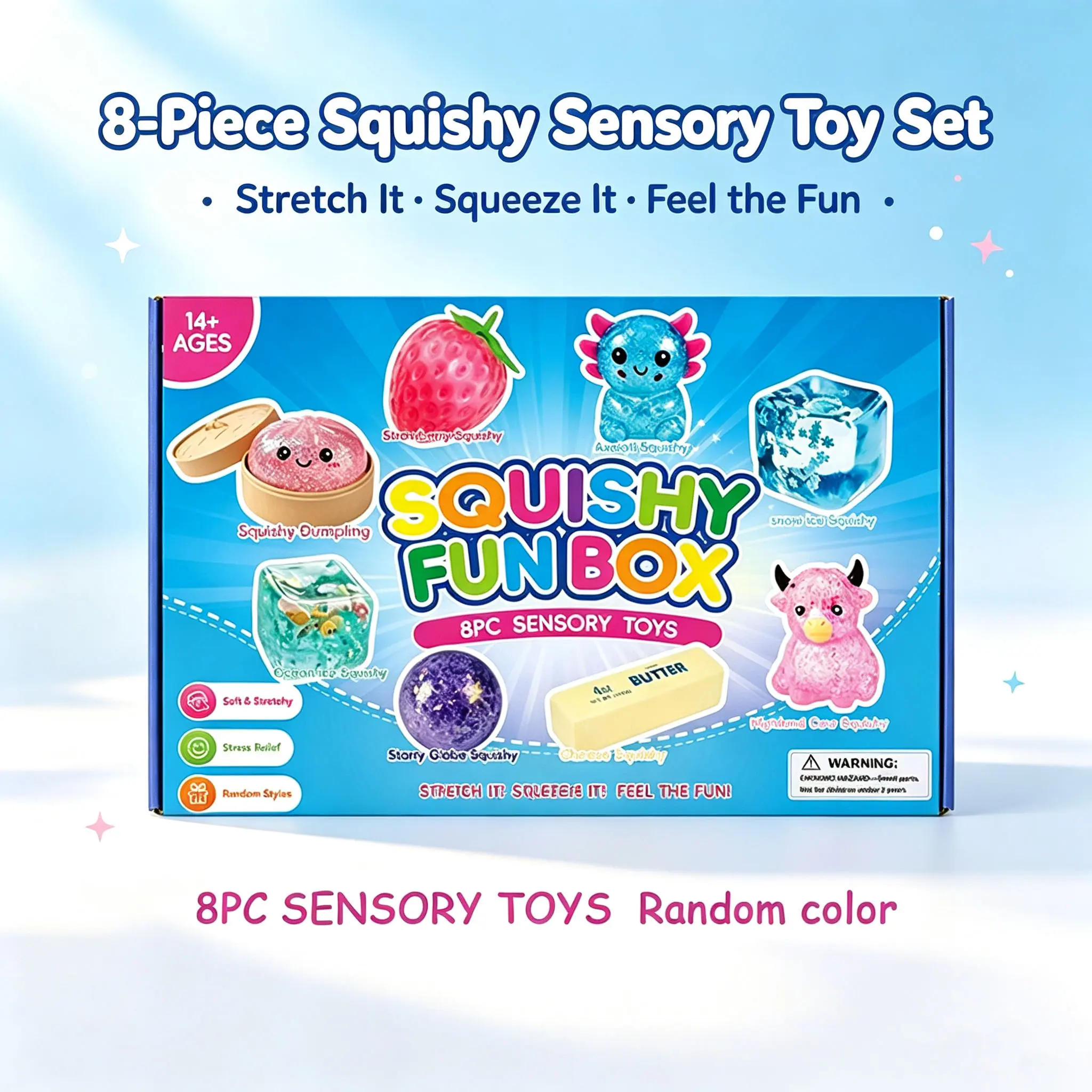 8-Piece Malt Sugar Stress Relief Squishy Sensory Toys, Creative Slow-Rebound Soft Squishies, Party Favors with 8 Unique Styles, Perfect Gifts for Friends