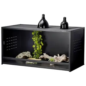 ToxiRium Reptile Tank 120 Gallons 48"x24"x24" Large Enclosure for Bearded Dragon Ball Python Gecko Pet Frog Snake Terrarium with Aluminum Frame Heavy Duty Screen Front Sliding Tempered Glass Door Combination Lock - Vivarium