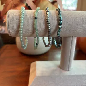 Green Beaded Bracelet Stack