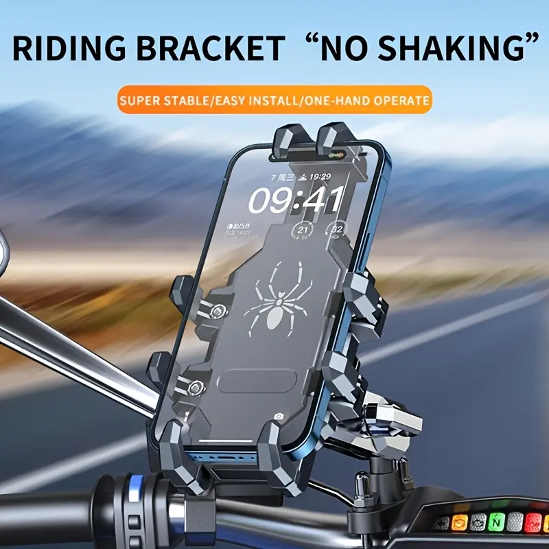 Bike Motorcycle Accessories Phone Mount for Riders - Super Stable Vibration Dampening System, Fits 4.5"-7" Smartphones, 2-Wheeled Vehicle Riding Bracket