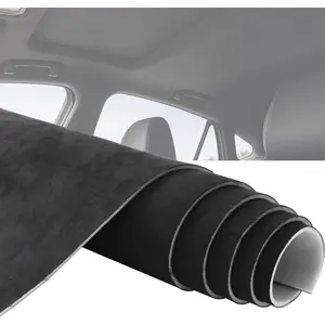 Black Suede Headliner Fabric 96" L x 60" W with 3.5mm Foam Backing Automotive Roof Liner for Car Truck SUV RV Boat Door Panels Headliners Folded for Shipping Smooth After Steaming