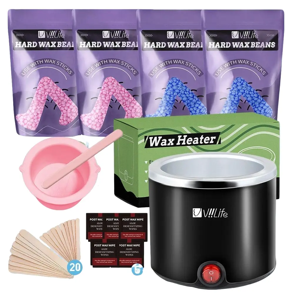 viilife200cc Wax Heater Portable Home Hair Removal Kit, Waxing Warmer, Home Waxing, Quick Heating, Removes Coarse and Fine Hairs, Smooth Skin Up to 6 Weeks
