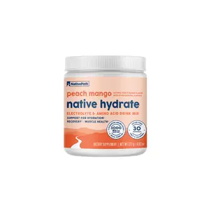 NativePath Hydrate, Zero Sugar, Electrolytes Powder with BCAAs, Peach Mango Hydration, Keto & Paleo Friendly, 30 Servings