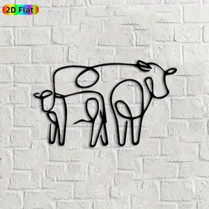 1pc Cow & Calf Metal Wall Art,Cute Cow & Calf Statue Mural, Ideal Gift for New Year, Easter, Farmhouse Decor Enthusiasts, Weather-Resistant Metal Wall Decor Wall Sculptures, Perfect for Outdoor Garden Wall & Backyard Fence, Unique Rustic Home Decor