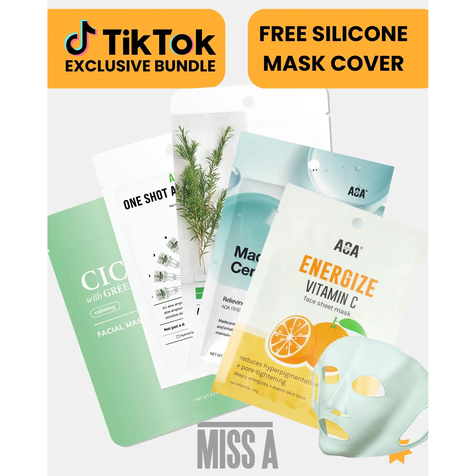 Holy Sheet Masks! Bundle - AOA Skin Korean Sheet Mask Stash & FREE Reusable Cover