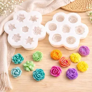 2PCS Succulent Flower Silicone Soap Mold Set for Soap Making DIY, 3D Rose Peony Succulent Mold, Melt and Pour Soap Mold, Resin Candle Wax Mold, Soap Supplies