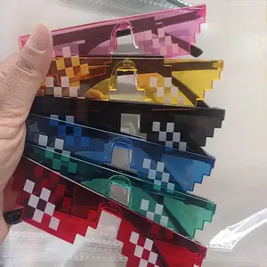 1 pair Colorful Mosaic Glasses, Retro Pixel Glasses, Plastic Universal Photo Props, Party Accessories, Party Favor, Suitable For Birthdays, Weddings, Group Costume Parties, Festive Celebration Accessories, Party Decoration Supplies
