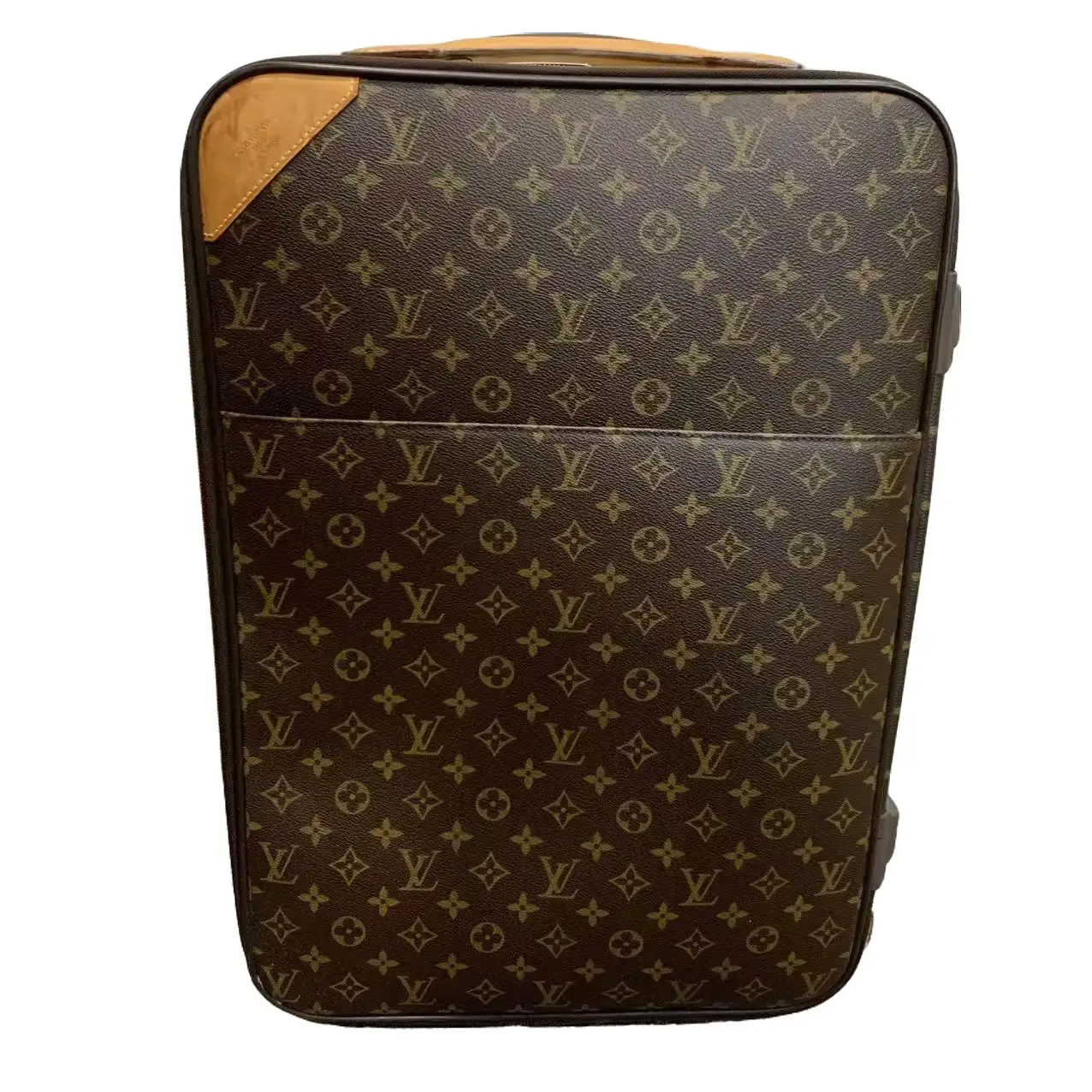 Pre-owned Louis Vuitton Horizon 55 Monogram Canvas Rolling Cabin Suitcase Business Travel Bag for Laptops, Featuring Leather Accents, Floral & Circular Motifs (TKB00000068)