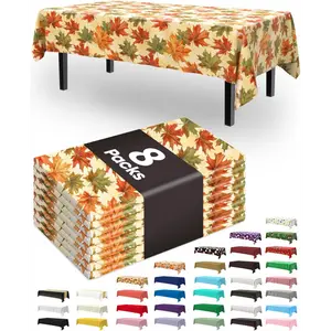 Pureegg Plastic Table Cloth Disposable 8 Pack, 54 x 108 Inch Table Cloths, Party, Picnic, Wedding, Decorative Tablecloths, Rectangle, White Plastic Cover, Leakproof & Sturdy, White