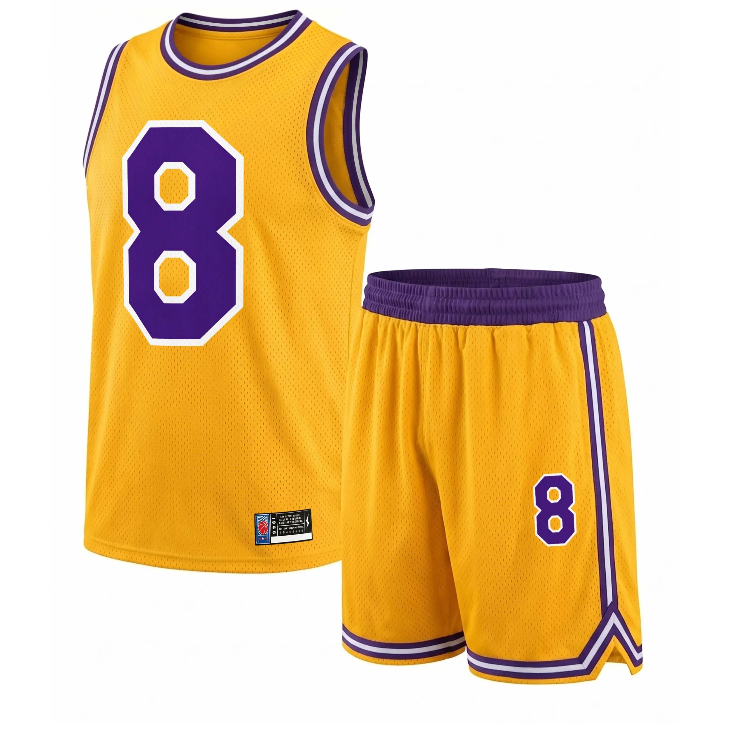 Men’s Sport NO·8  Mesh Basketball Jersey Set, Sleeveless Tank Top and Shorts 2 Piece Outfit, Lightweight Breathable Athletic Sportswear, Casual Summer Training Uniform for Gym, Streetwear, Running, Beach and Daily Wear