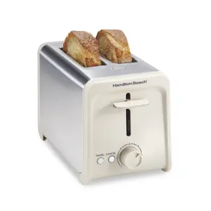 Hamilton Beach Contemporary 2 Slice Toaster with Wide Slots, Bagel Function, Toast Boost, Auto Shutoff, Sandstone