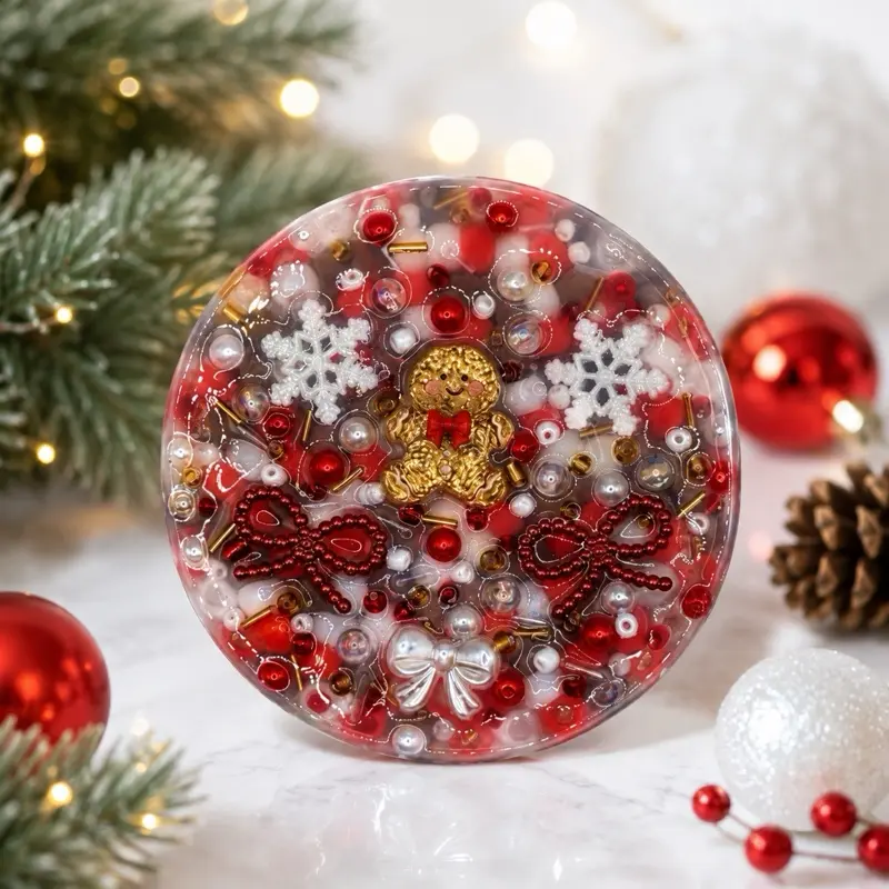 Gingerbread Man Silicone Picky Pad for Skin Picking ADHD Stress Anxiety Relief Christmas Edition Fidget Toy Handmade