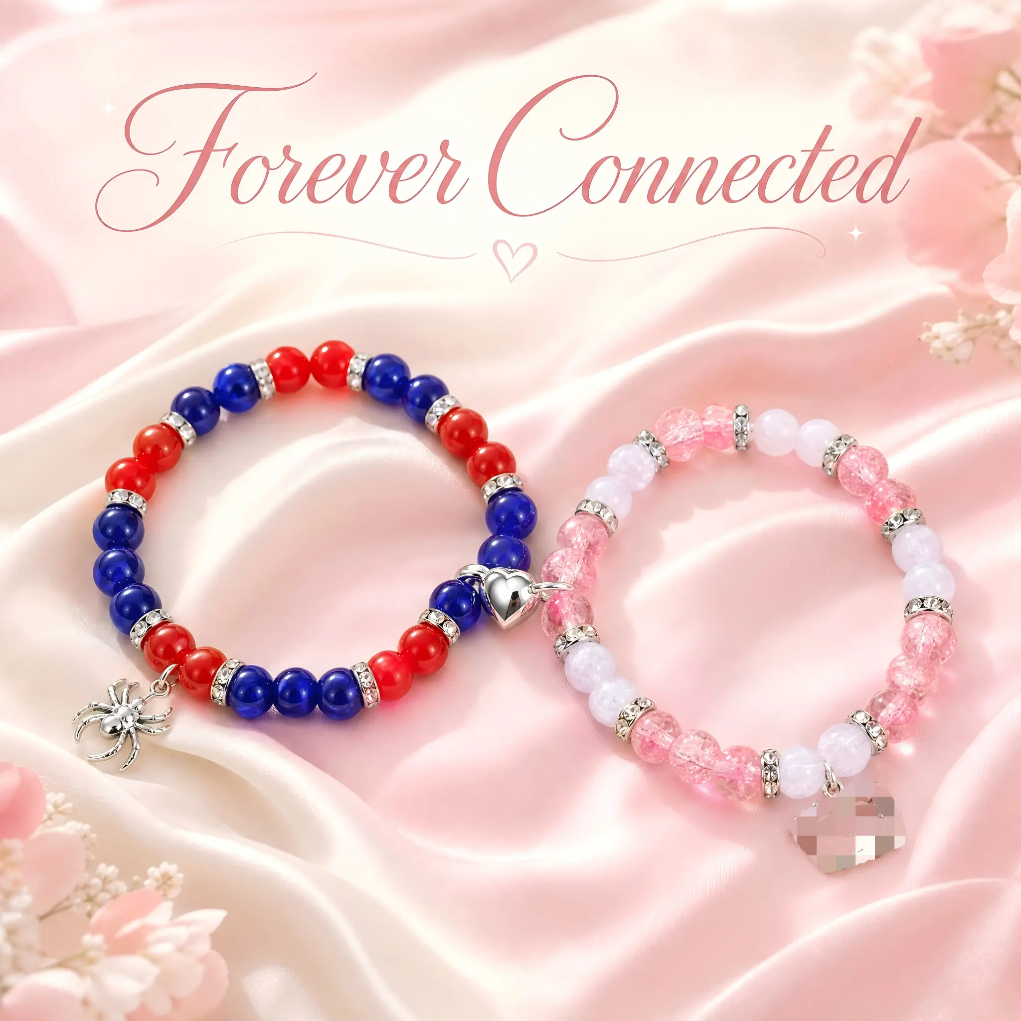 Magnetic Couples Bracelets His and Her Bracelets Heart Matching Bracelets Long Distance Relationship Girlfriend Natural Beaded Bracelet Anniversary Valentines Gifts