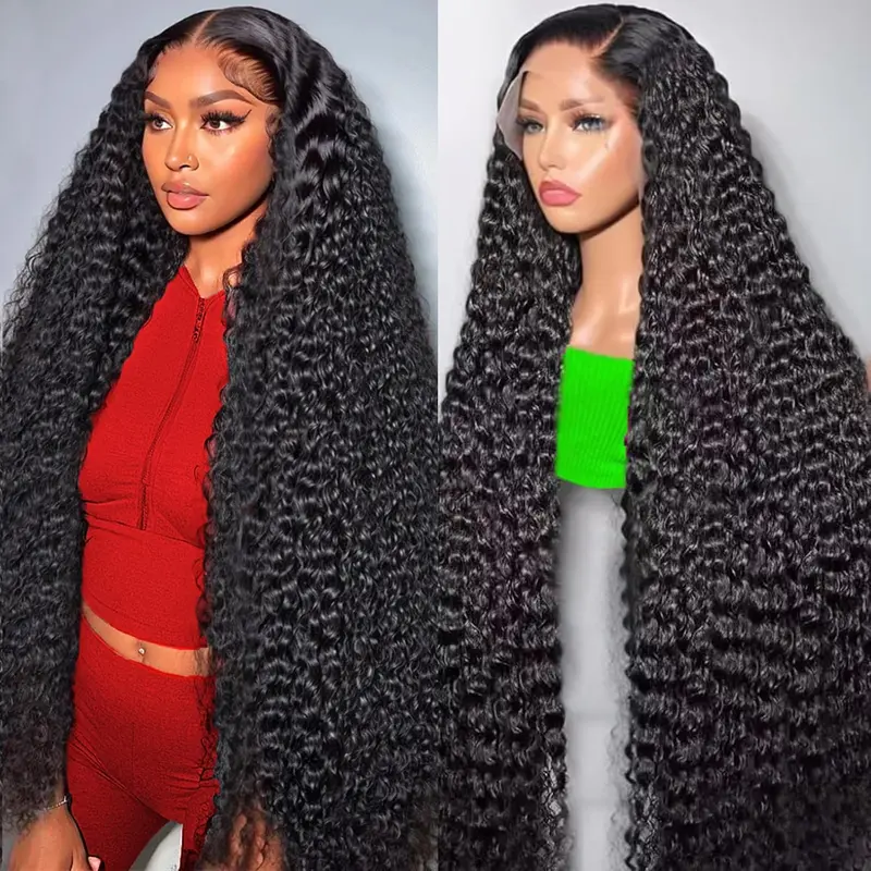 【Black Friday Deals Early 】13x6 Deep Wave Lace Front Wigs Human Hair Pre Plucked 180% Density HD Transparent Lace Frontal Wigs for Women